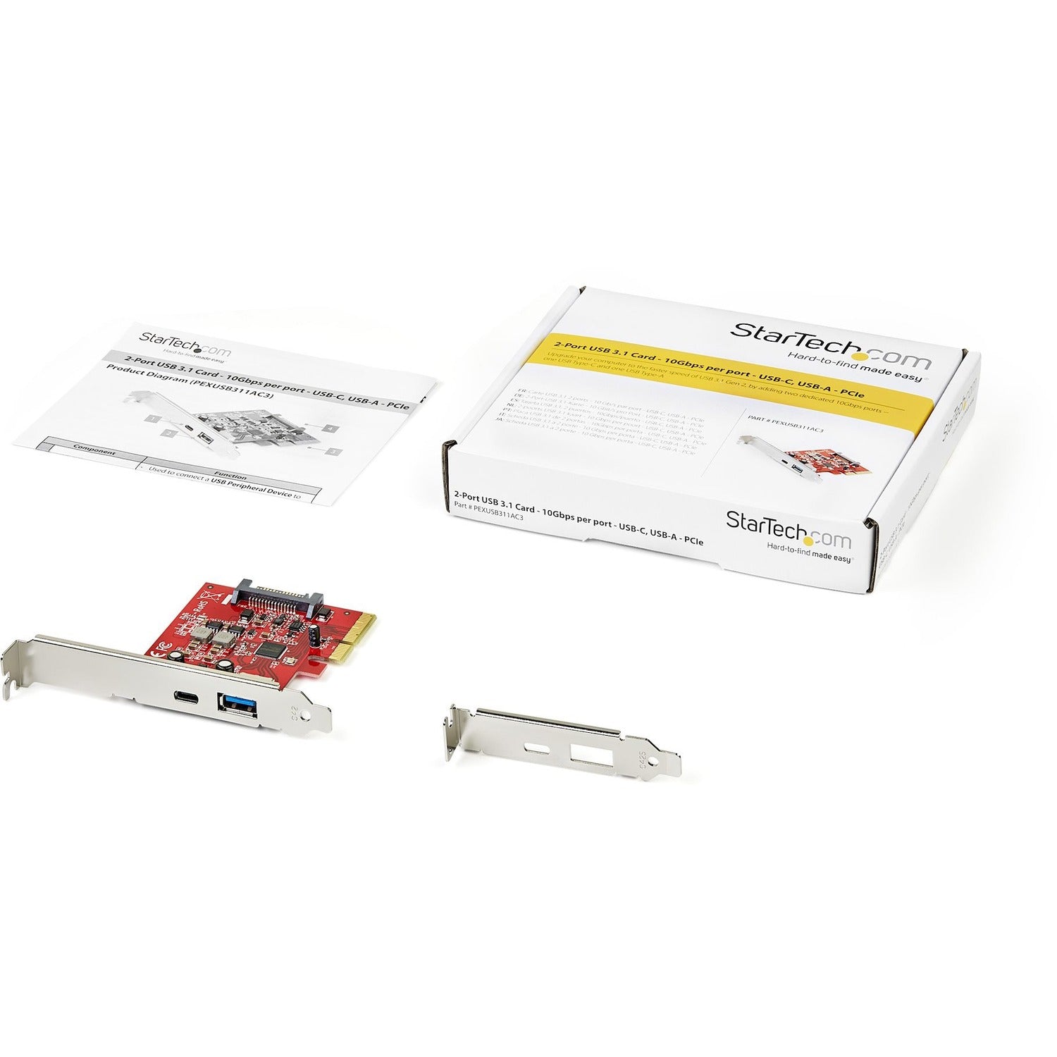 StarTech 10gbps Usb-c Pcie Card Usb 3.1 Gen 2 A/c (PEXUSB311AC3)