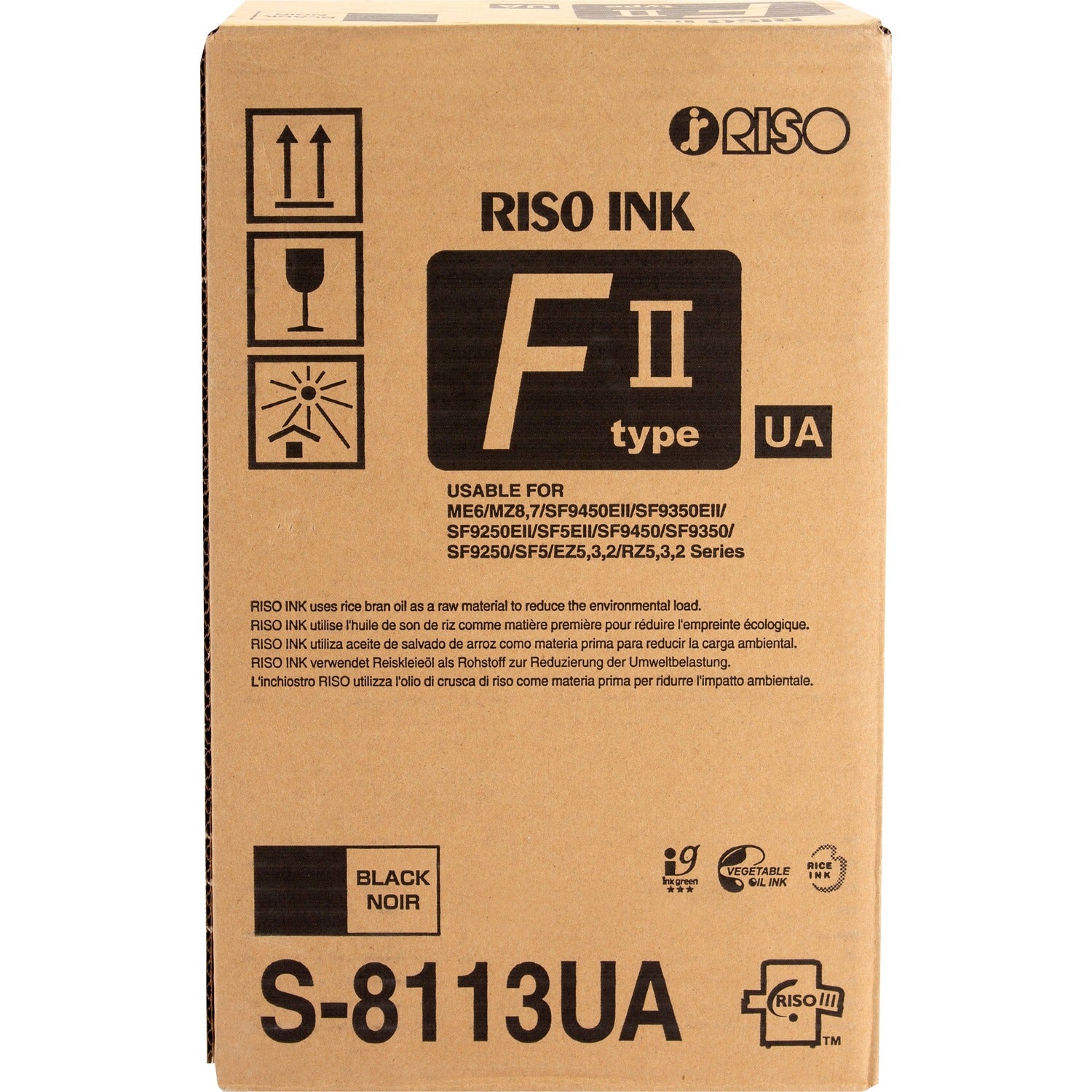 Risograph Riso Original Inkjet Ink Cartridge - Black - 2 / Carton (S8113U)