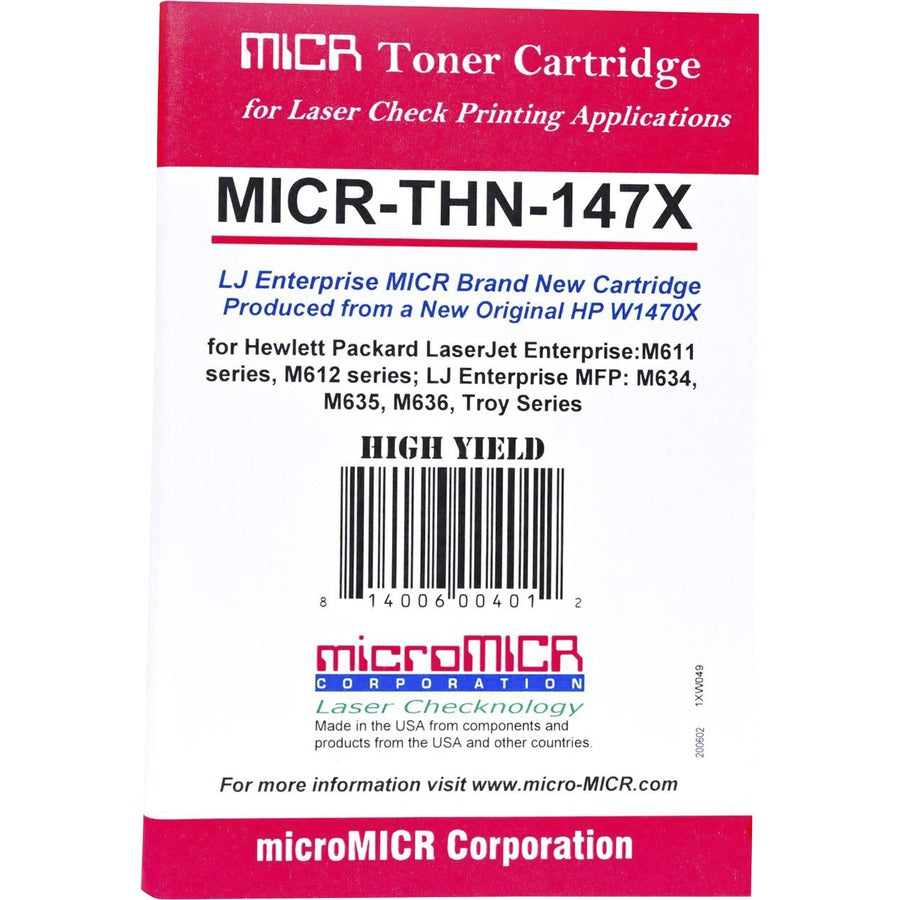 microMICR MICR High Yield Laser Toner Cartridge - Alternative for HP 147X - Black - 1 Each (MICRTHN147X)