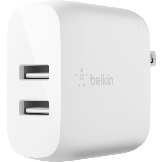 Belkin BoostCharge Dual USB-A Wall Charger 24W (USB-A to Micro-USB cable included) - Power Adapter (WCE002DQ1MWH)