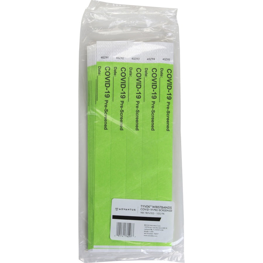 Advantus COVID Prescreened Tyvek Wristbands (76097)