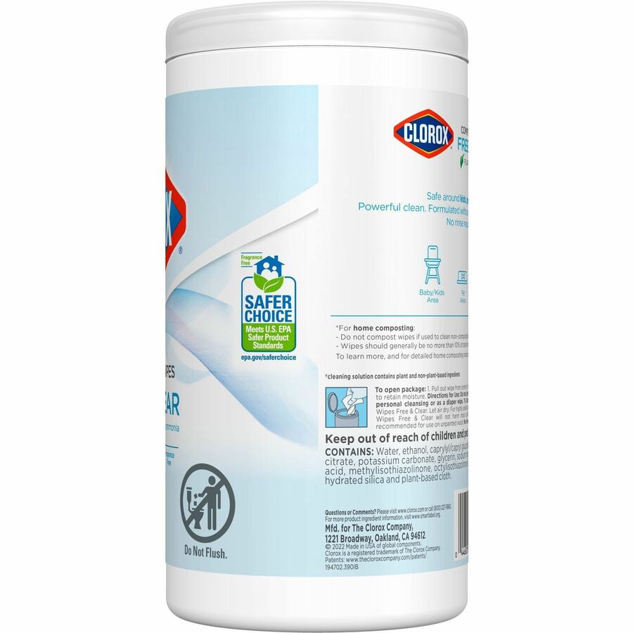 Clorox Free & Clear Compostable All Purpose Cleaning Wipes (32486CT)