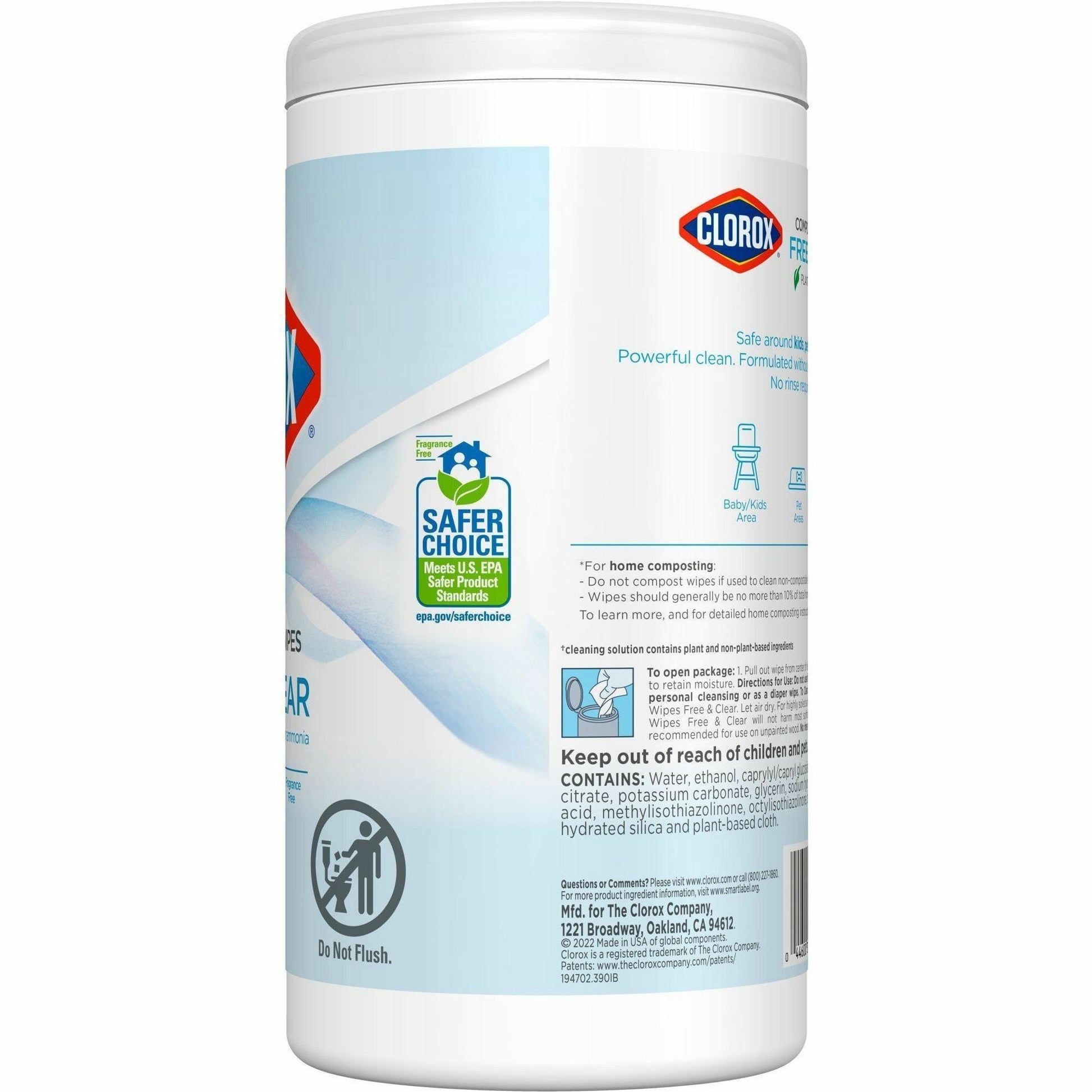 Clorox Free & Clear Compostable All Purpose Cleaning Wipes (32486CT)