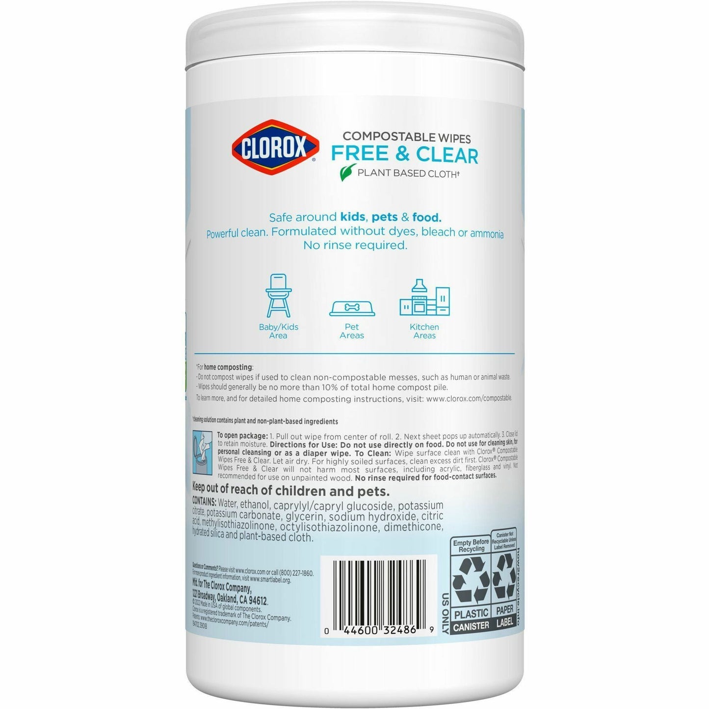 Clorox Free & Clear Compostable All Purpose Cleaning Wipes (32486CT)