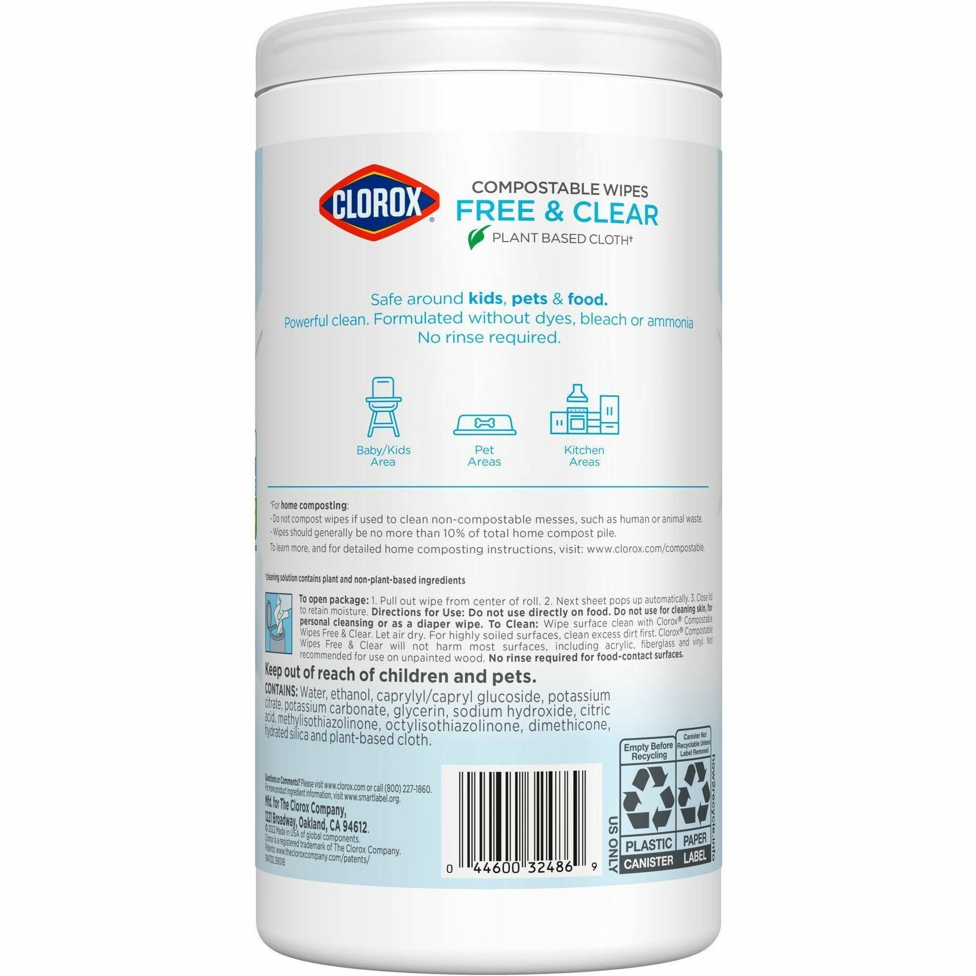 Clorox Free & Clear Compostable All Purpose Cleaning Wipes (32486CT)