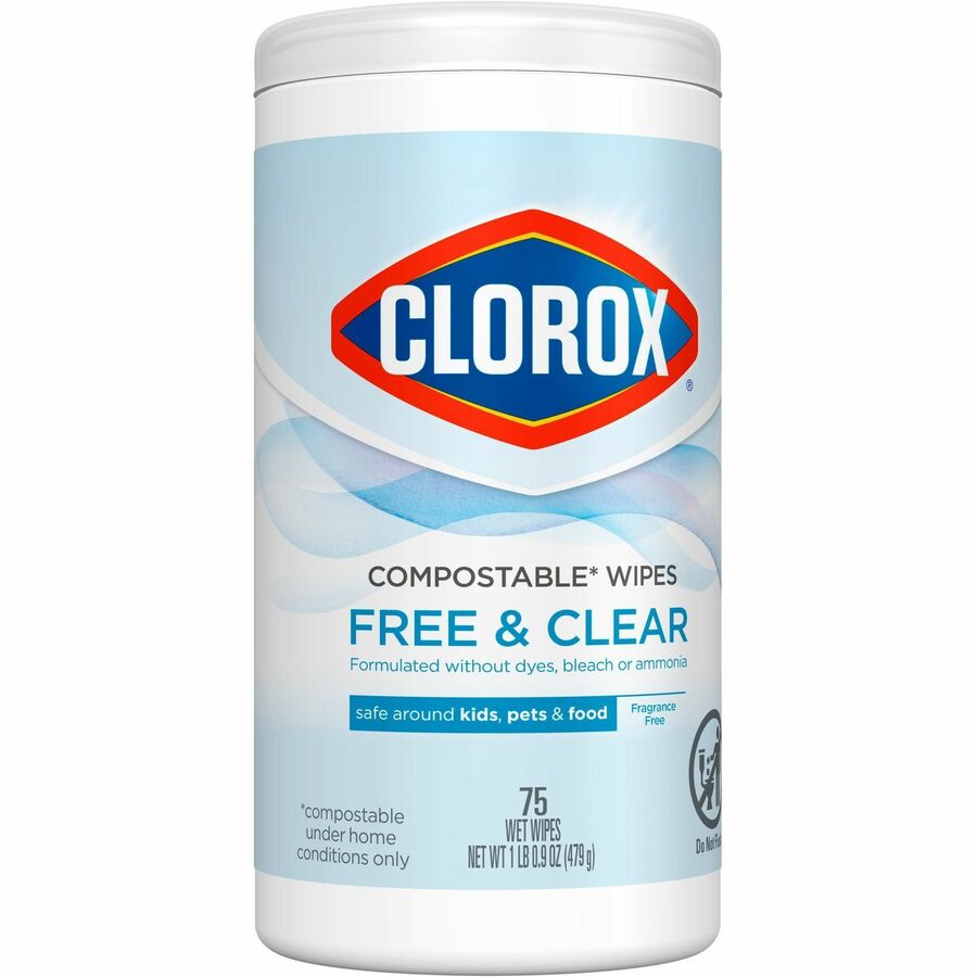 Clorox Free & Clear Compostable All Purpose Cleaning Wipes (32486CT)