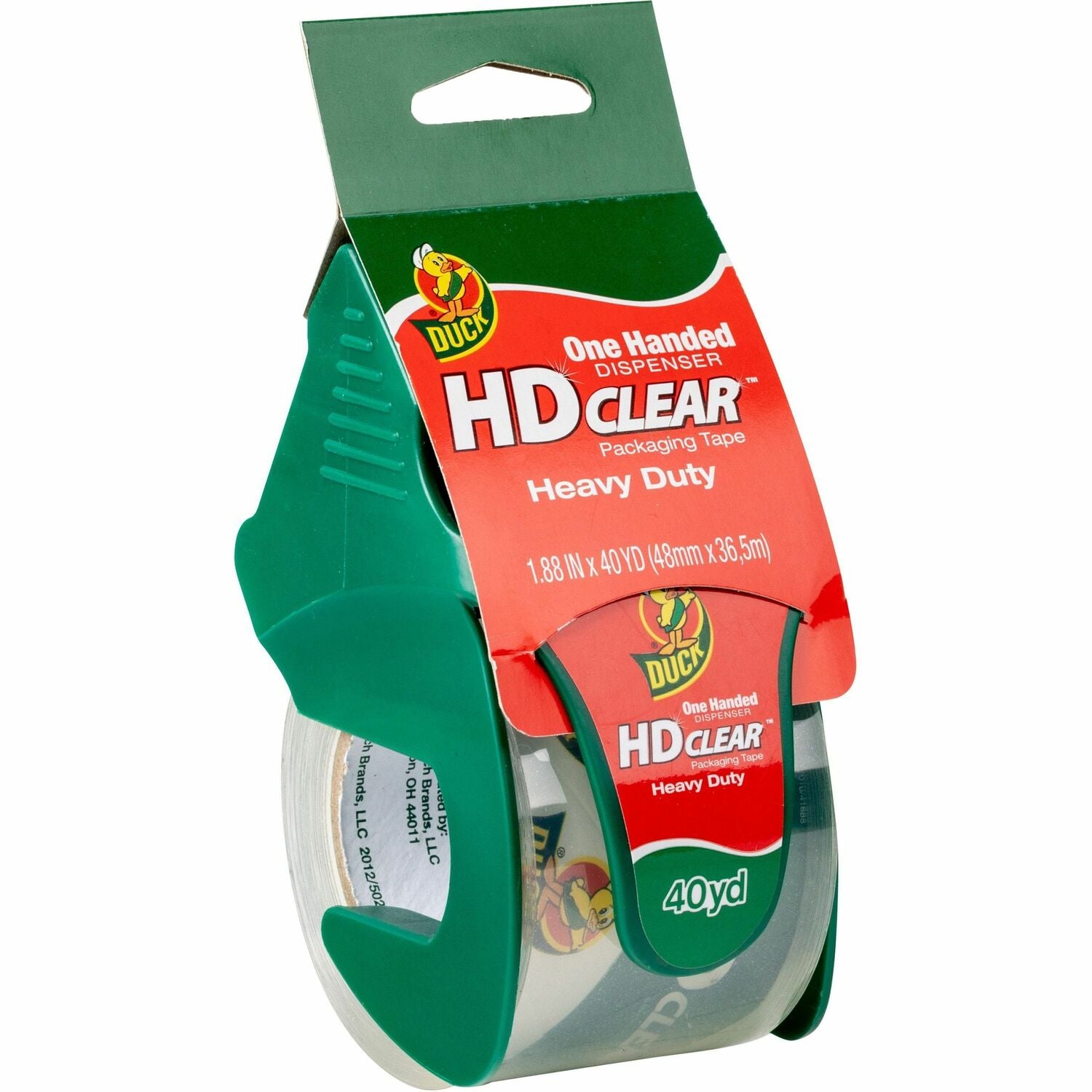 Duck Brand HD Clear Heavy-Duty Packaging Tape, With Dispenser, 1.88" x 40 Yd., Clear (286125)