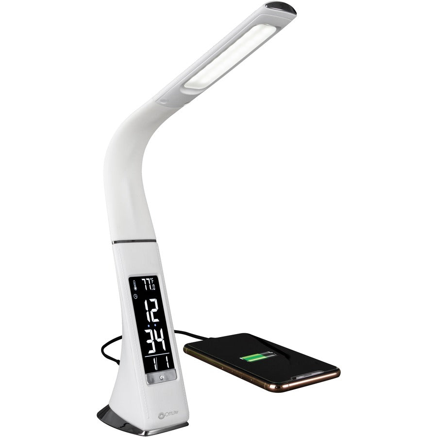 OttLite Thrive LED Desk Lamp with Clock and Sanitizing (SCEY700S)