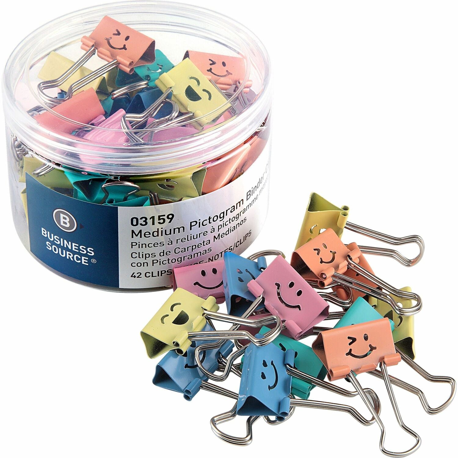 Business Source Smiling Face Binder Clips (03159)