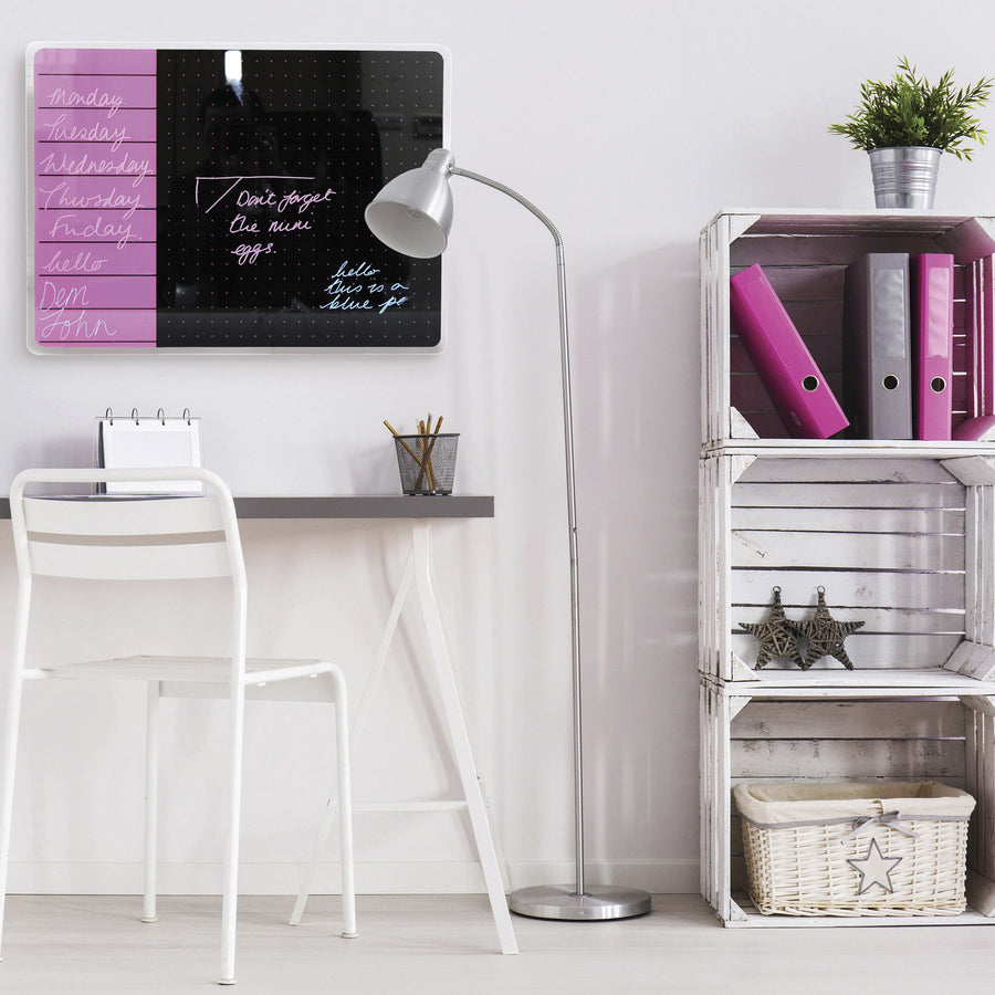  Glacier Violet & Black Plan & Grid Glass Dry Erase Board - 17" x 23" (FCVGM1723VP)