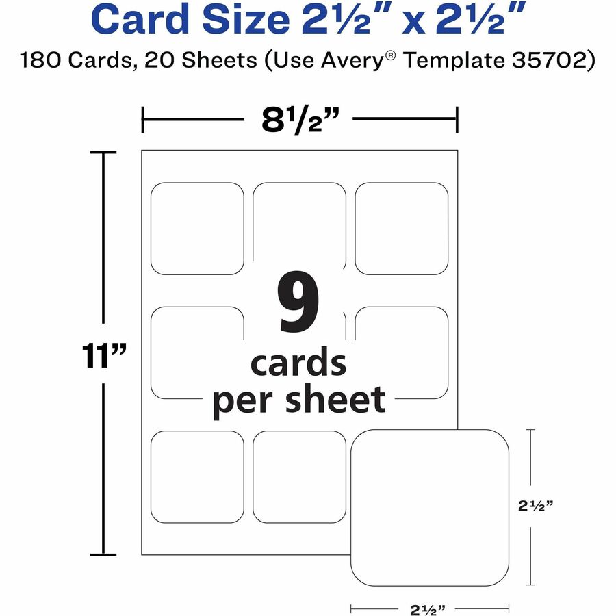 Avery Clean Edge Square Cards, Rounded Corners, 2.5" x 2.5" (35702)