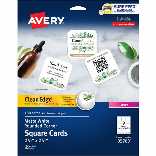 Avery Clean Edge Square Cards, Rounded Corners, 2.5" x 2.5" (35703)