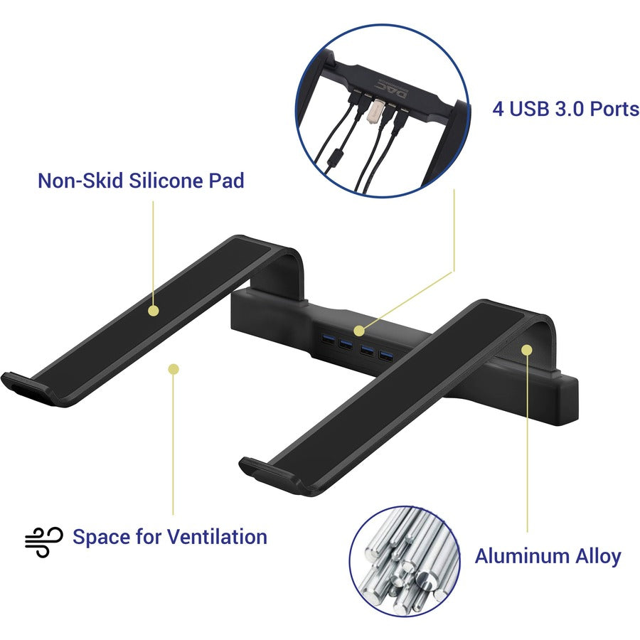 DAC Non-Skid Laptop Stand With 4-Port USB 3.0 Hub (21680)