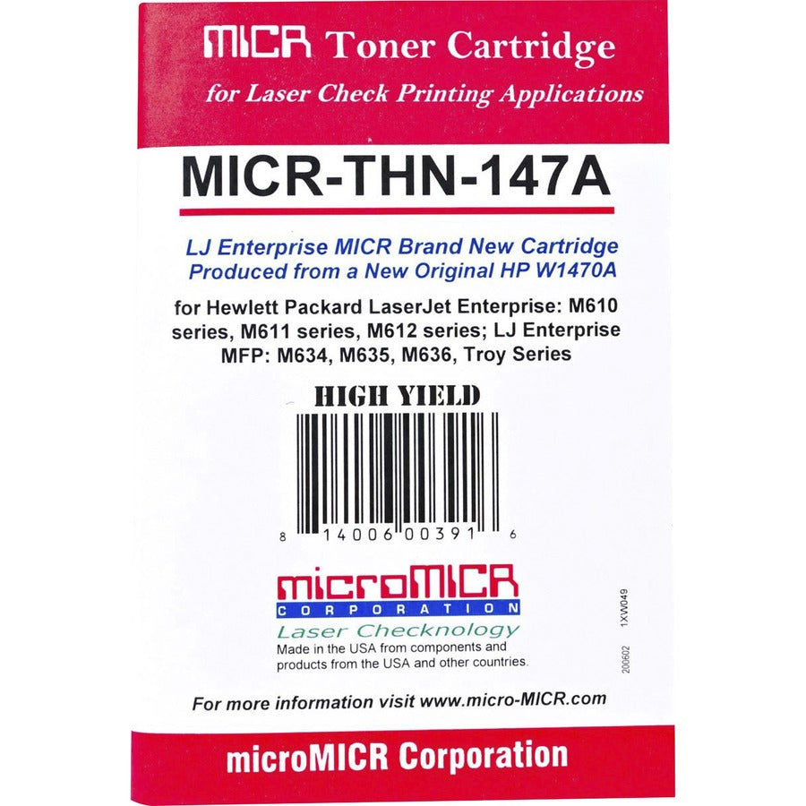 microMICR MICR Standard Yield Laser Toner Cartridge - Alternative for HP 147A - Black - 1 Each (MICRTHN147)