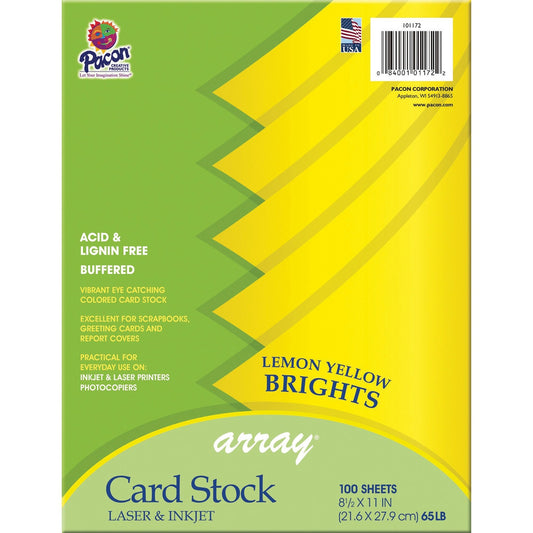 Pacon Color Brights Cardstock - Lemon Yellow (P101172)