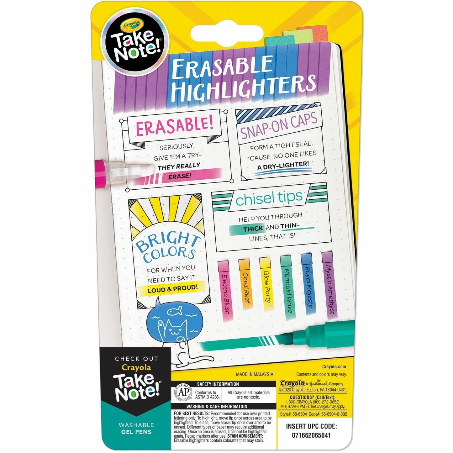 Crayola Take Note Erasable Highlighters (586504)