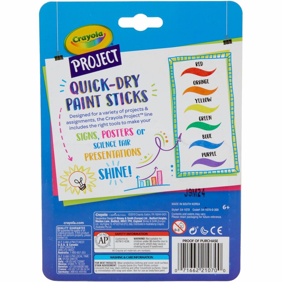 Crayola Project Quick-Dry Paint Sticks (541070)