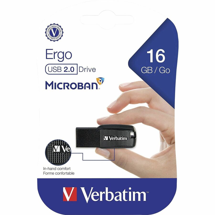 Verbatim 16GB Ergo USB Flash Drive - Black (70875)