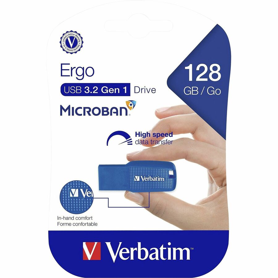 Verbatim 128GB Ergo USB 3.0 Flash Drive - Blue (70880)