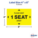  Surface Safe PLEASE KEEP 1 SEAT APART Decals (83073)