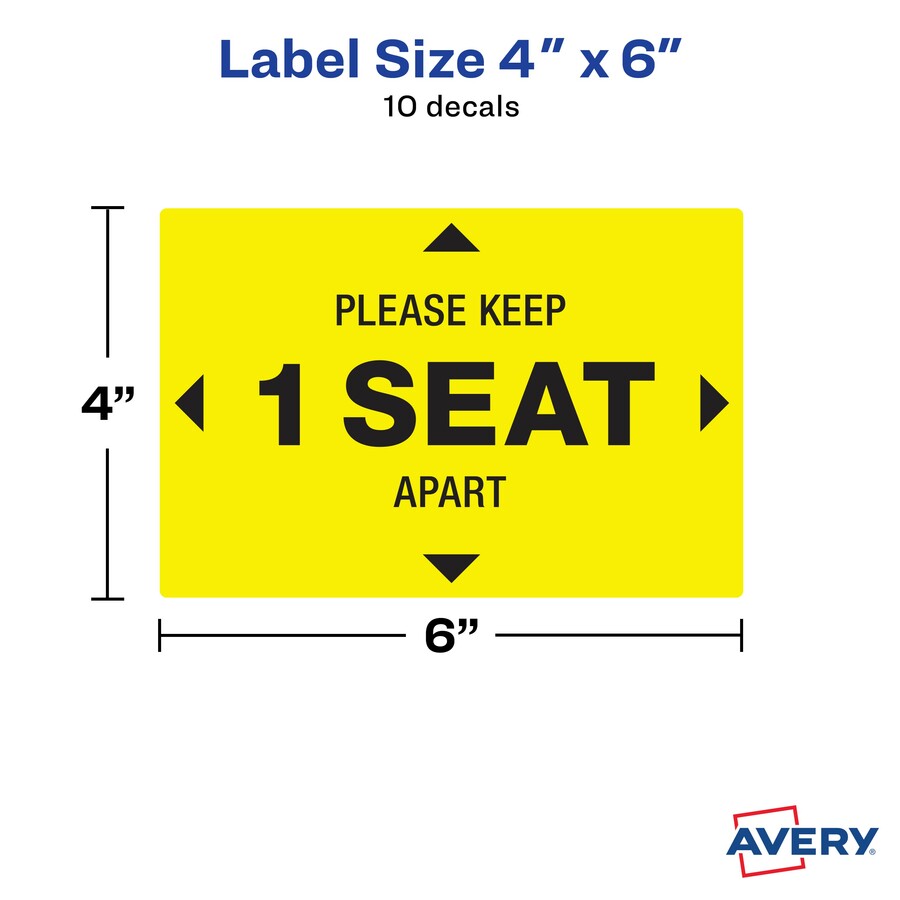  Surface Safe PLEASE KEEP 1 SEAT APART Decals (83073)