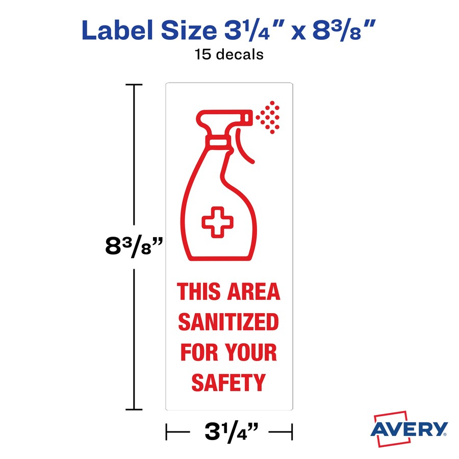  Surface Safe THIS AREA SANITIZED Decals (83080)