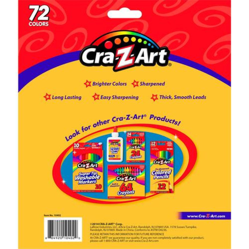 Cra-Z-Art Colored Pencils, 72 Assorted Lead and Barrel Colors, 72/Box (1040224)