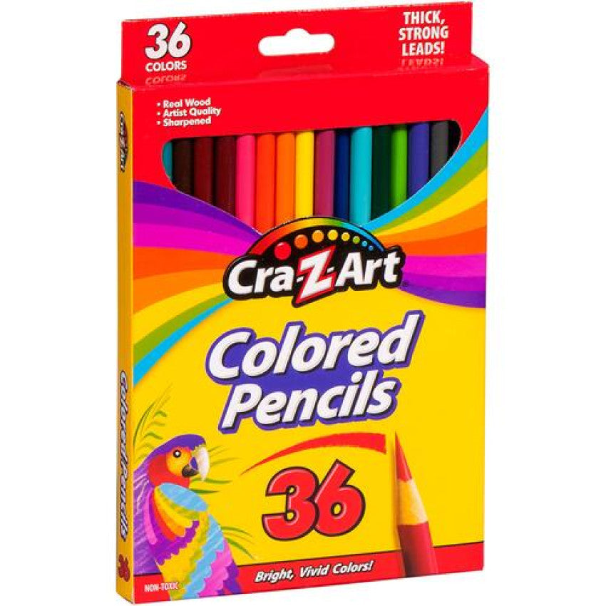 Cra-Z-Art Colored Pencils, 36 Assorted Lead and Barrel Colors, 36/Box (10438WM36)
