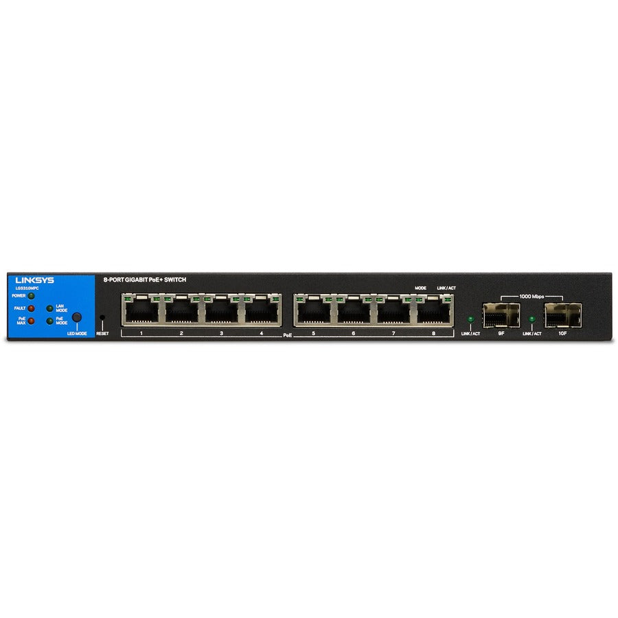 Linksys 8-Port Managed Gigabit PoE+ Switch with 2 1G SFP Uplinks (LGS310MPC)