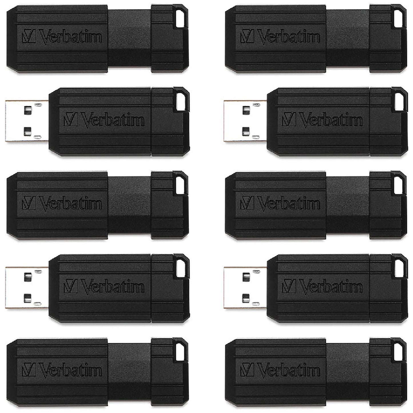 Microban 64GB PinStripe USB Flash Drive - Business 10pk - Black (70901)