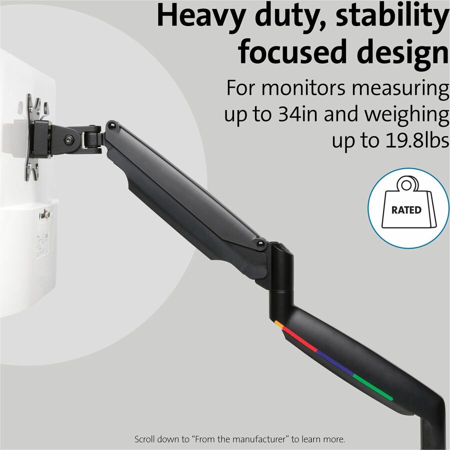 Kensington SmartFit Mounting Arm for Monitor, Curved Screen Display, Flat Panel Display - Black - Landscape/Portrait (59600)