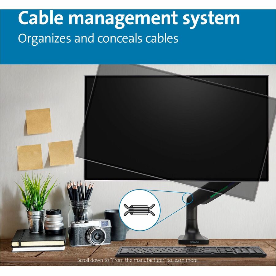 Kensington SmartFit Mounting Arm for Monitor, Curved Screen Display, Flat Panel Display - Black - Landscape/Portrait (59600)