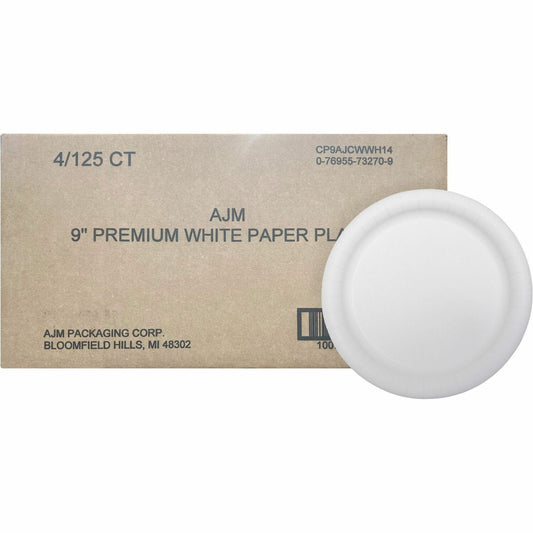 AJM 9" Dinnerware Paper Plates (CP9AJCWWH1)