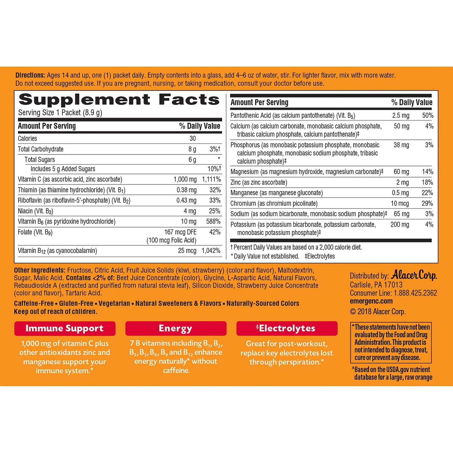 Emergen-C Strawberry-Kiwi Vitamin C Drink Mix (30319)