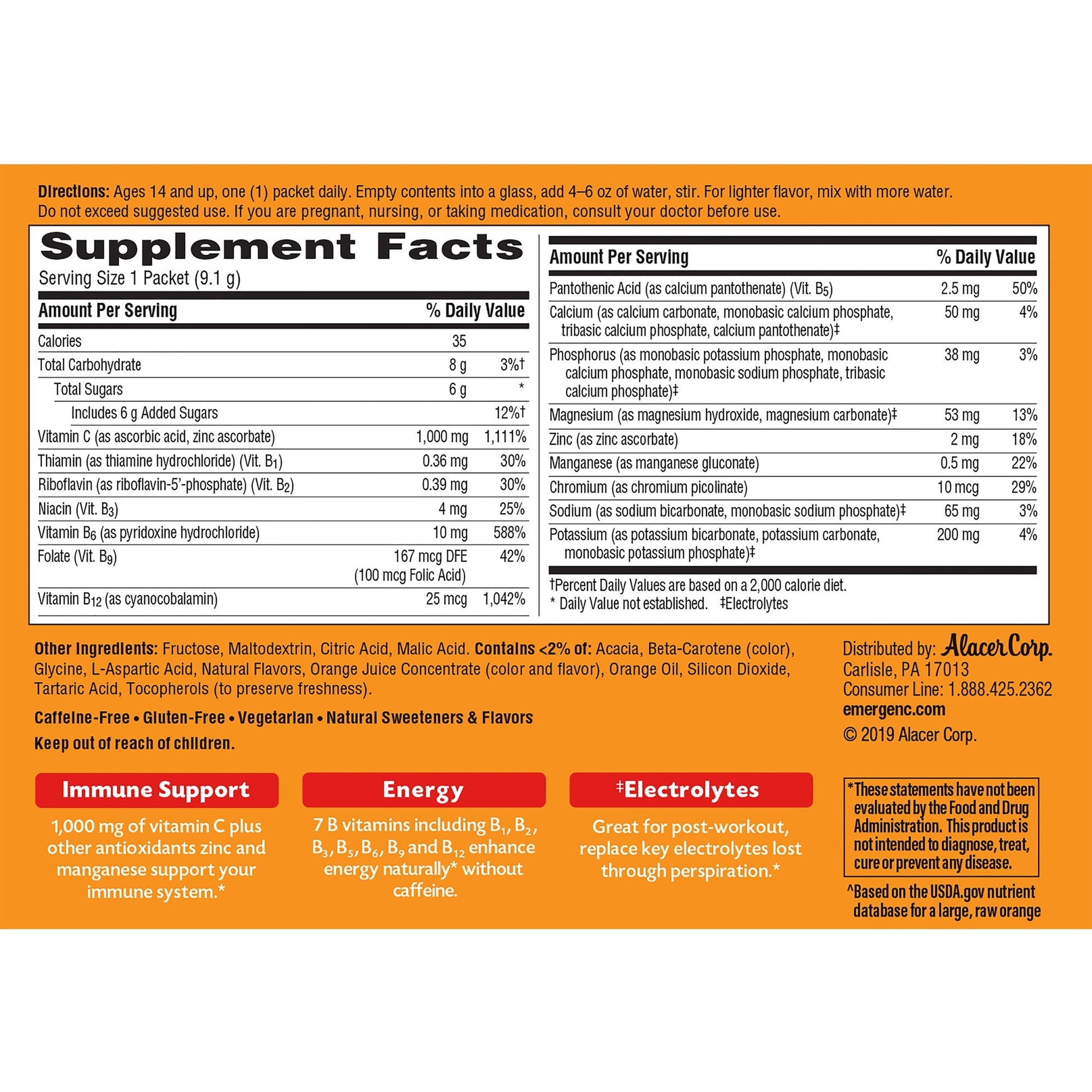 Emergen-C Super Orange Vitamin C Drink Mix (30203)