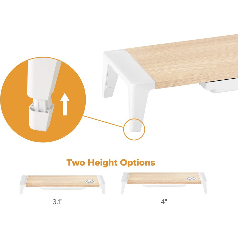 Bostitch Wireless Charging Wooden Monitor Stand (STND2408WH)