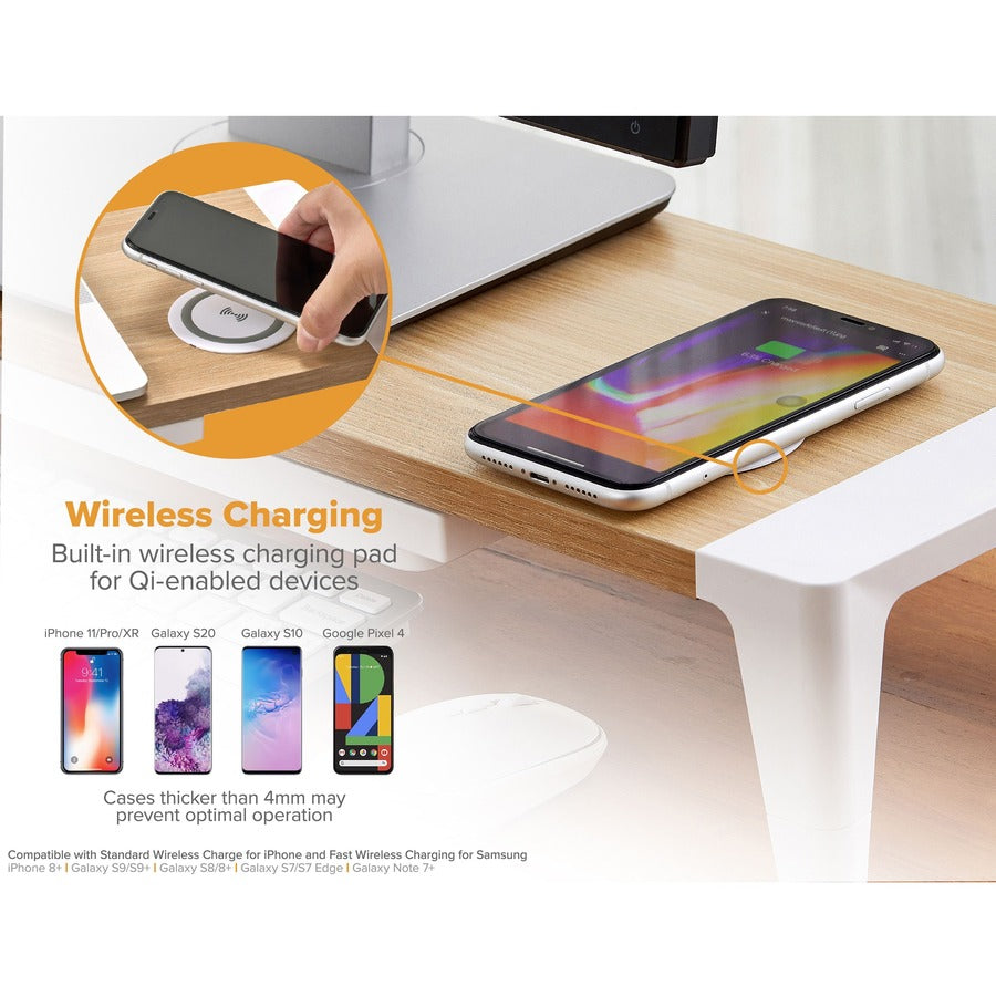 Bostitch Wireless Charging Wooden Monitor Stand (STND2408WH)