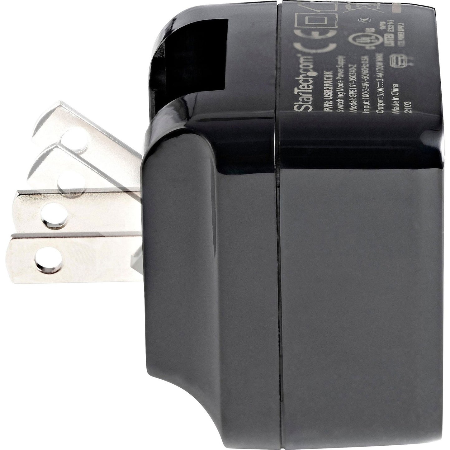 StarTech 2 Port Usb Wall Charger (2.4a / 1a Port) (USB2PACUBK)