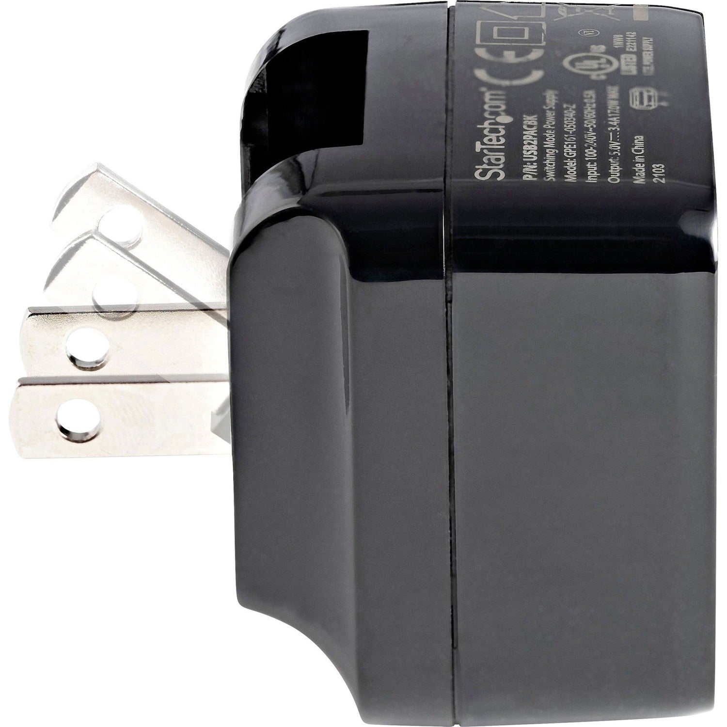 StarTech 2 Port Usb Wall Charger (2.4a / 1a Port) (USB2PACUBK)