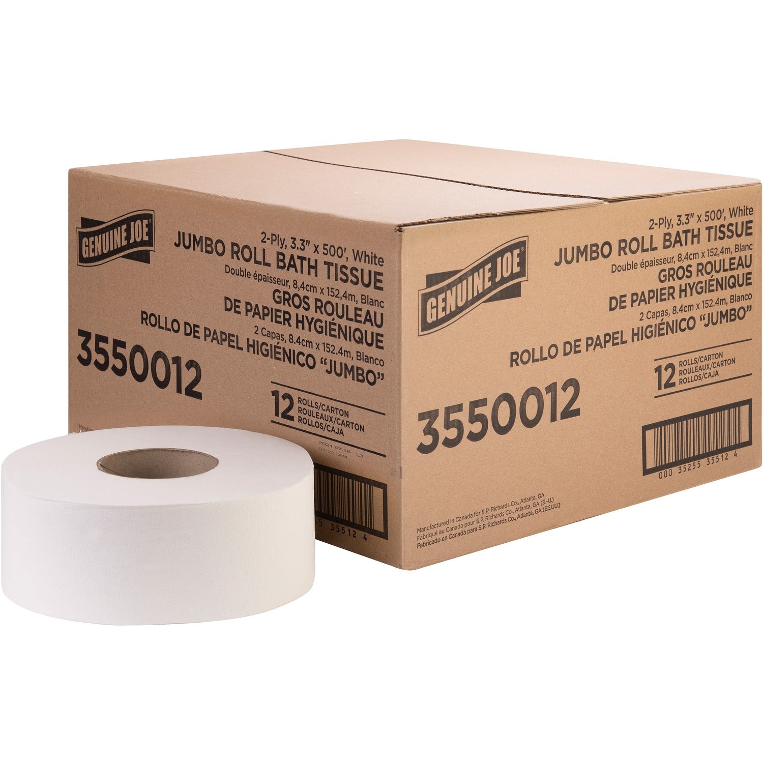 Genuine Joe Jumbo Jr Dispenser Bath Tissue Roll (3550012)