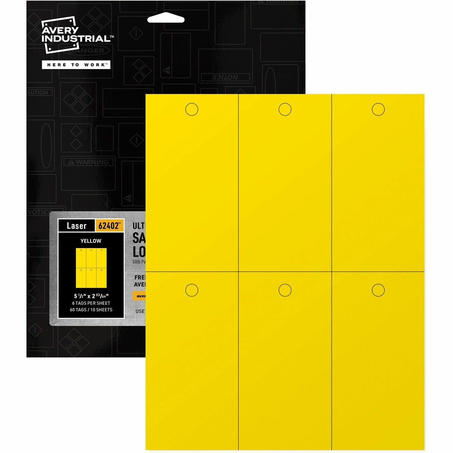 Avery UltraDuty Plastic Tags, 5.5" x 2.83" , Yellow (62402)