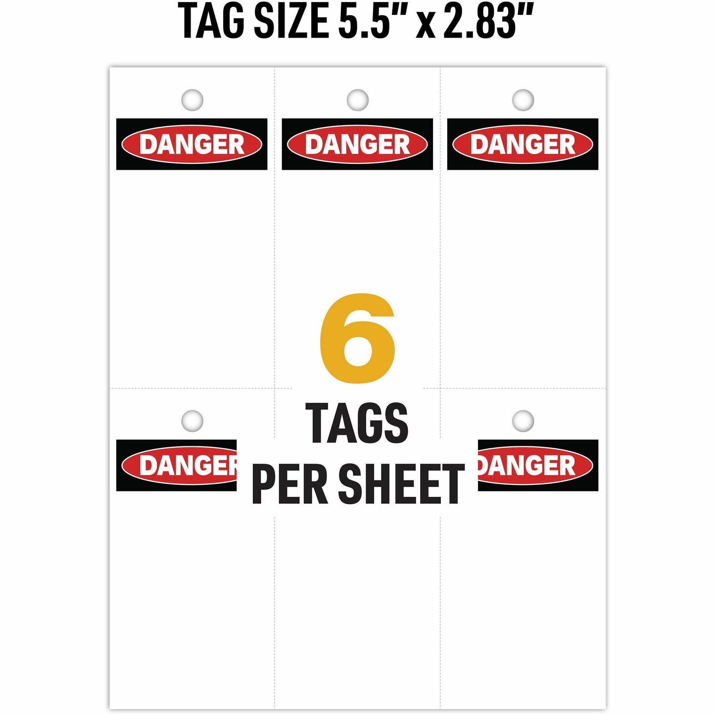 Avery UltraDuty Plastic Tags, 5.5" x 2.83" , Danger Header (62401)