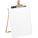 U Brands Glass Dry-Erase Desktop Easel, Tempered Glass, Gold Metal Stand, Removable Clip (4974A0106)