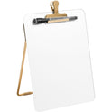 U Brands Glass Dry-Erase Desktop Easel, Tempered Glass, Gold Metal Stand, Removable Clip (4974A0106)