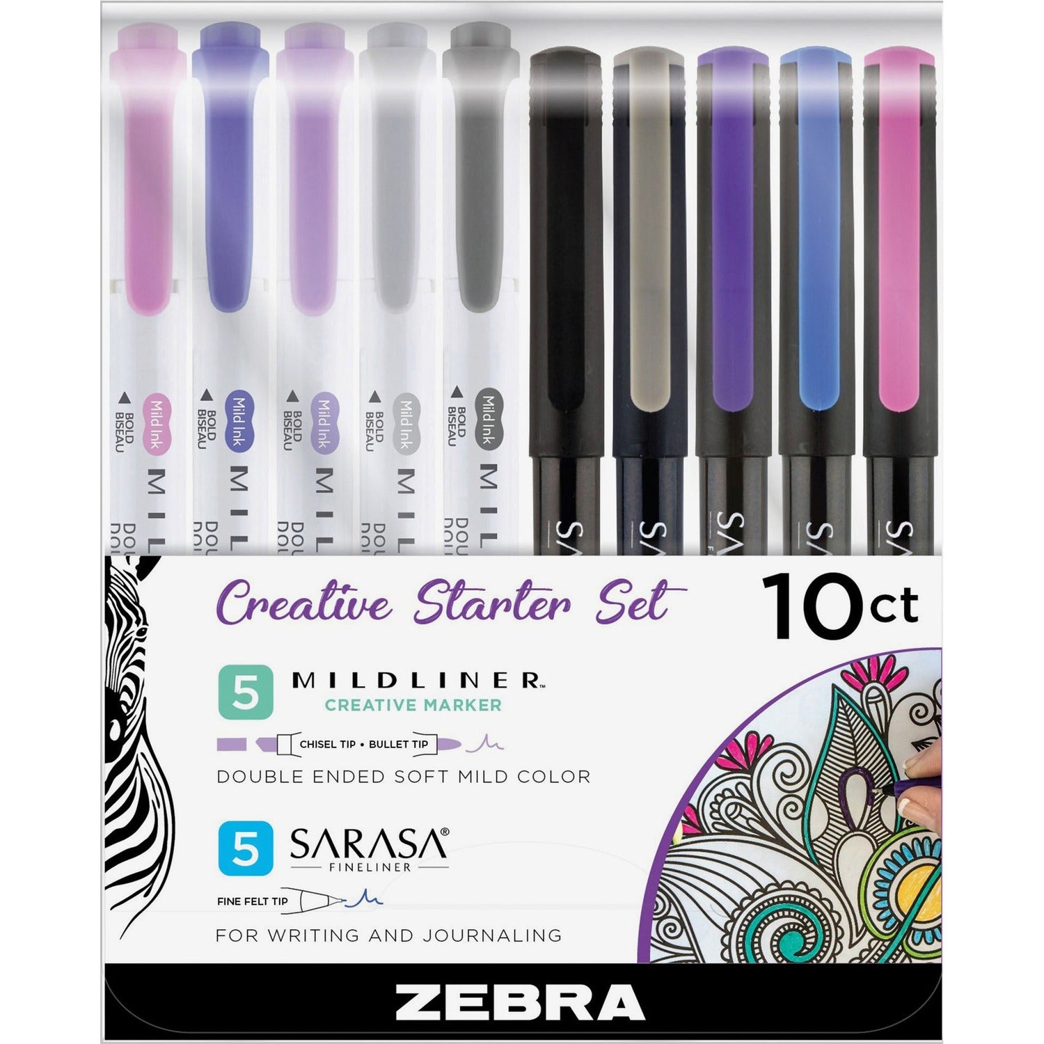 Zebra Pen MIDLINER Marker/SARASA Fineliner Creative Starter Set (10015)