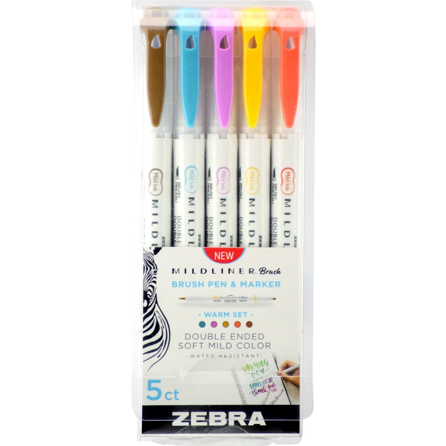 Zebra Pen Mildliner Brush Double-ended Creative Marker Warm Color Pack (79305)