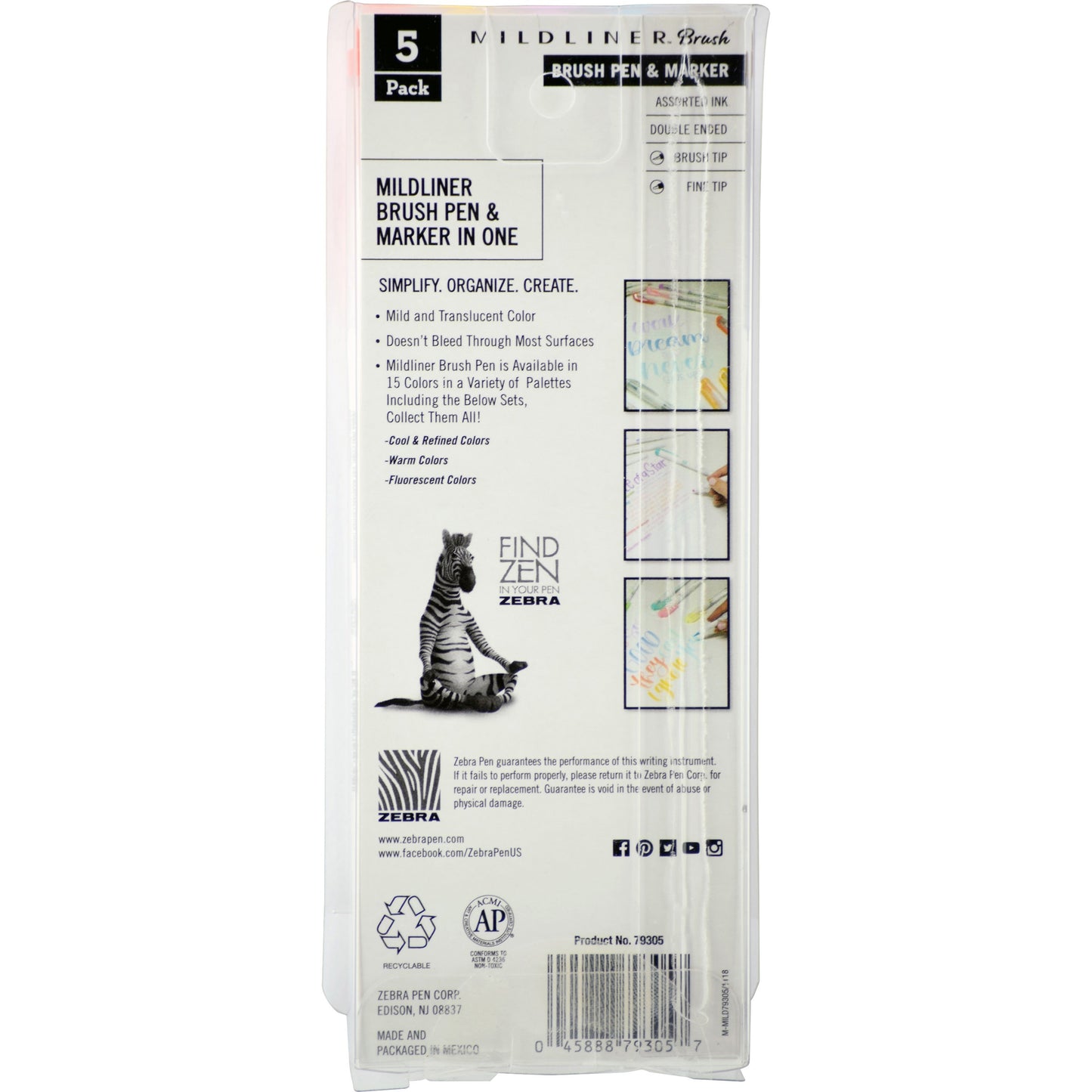 Zebra Pen Mildliner Brush Double-ended Creative Marker Warm Color Pack (79305)