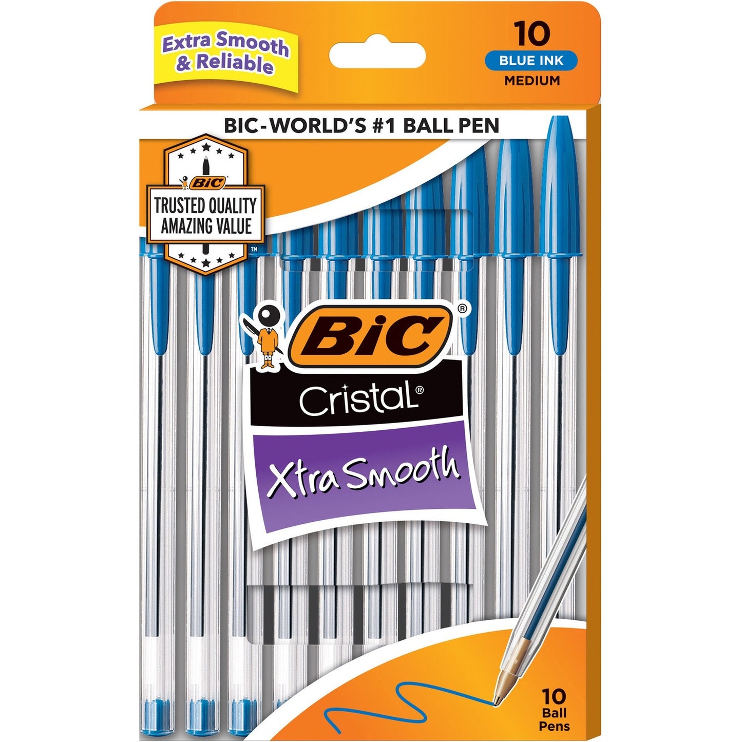 BIC Cristal Ballpoint Stick Pens (MSP10BE)