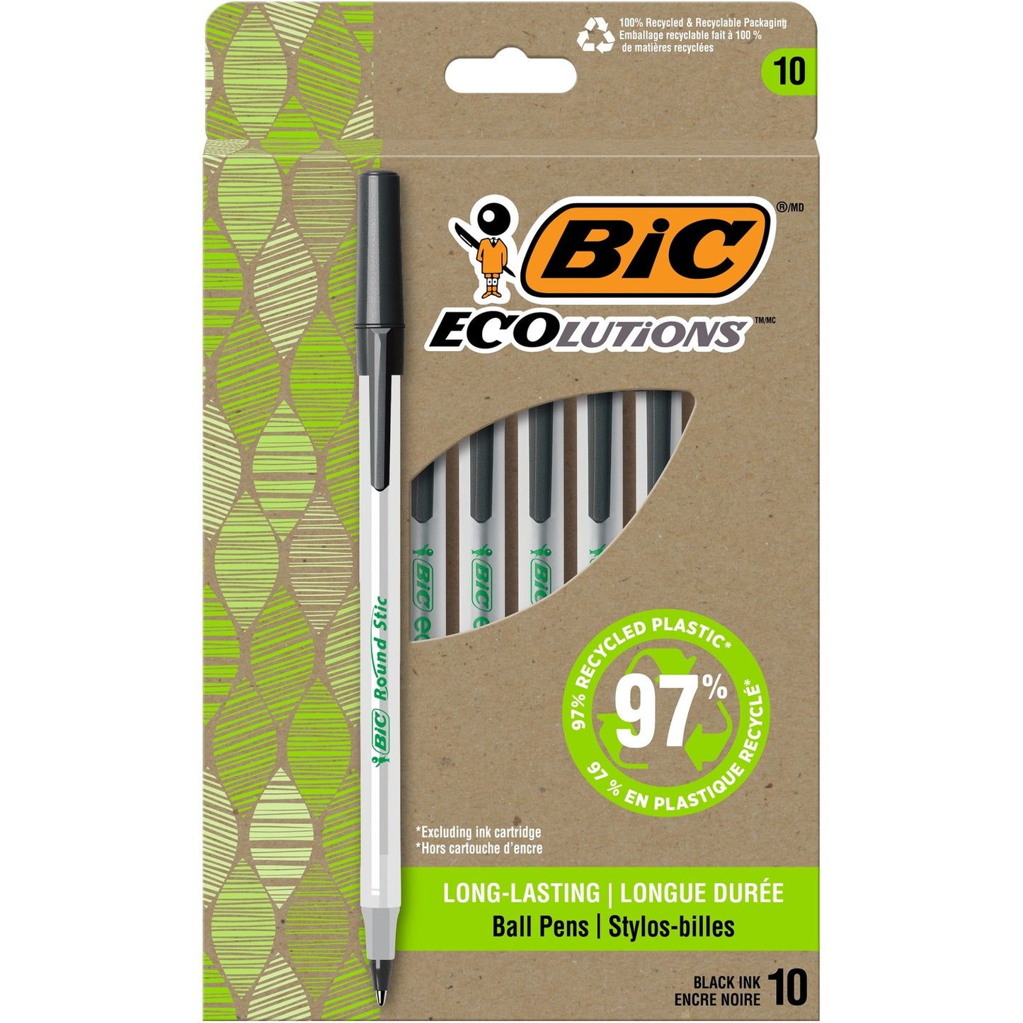 BIC Ecolutions Round Stic Ball Point Pen (GSME10BK)