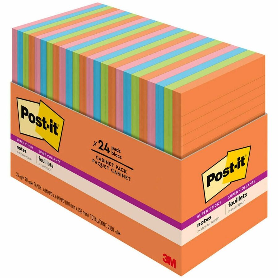  Super Sticky Notes - Energy Boost Color Collection (66024SSAUCP)